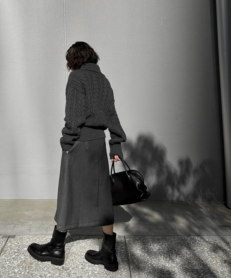 box pleats skirt gray | ok.soon