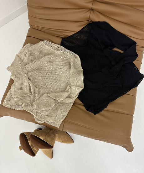 linen mesh knit(black,beige)