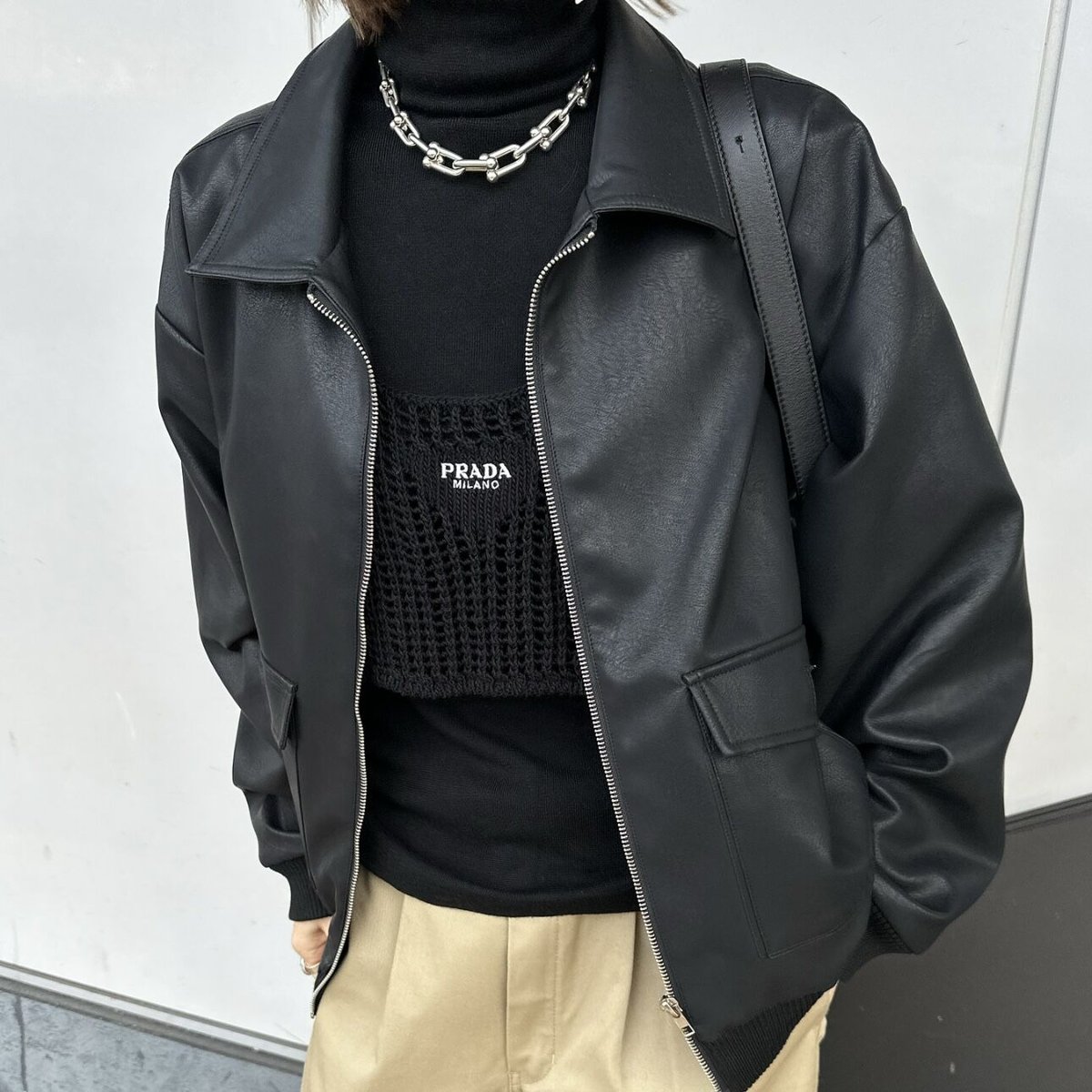 fake leather blouson | ok.soon fake leather blouson | ok.soon