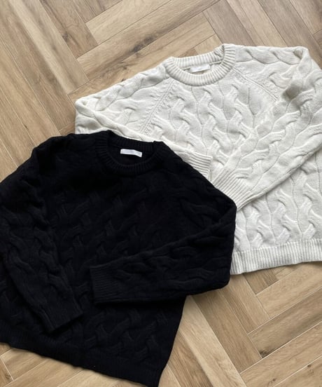 donut cable  knit(black/white)