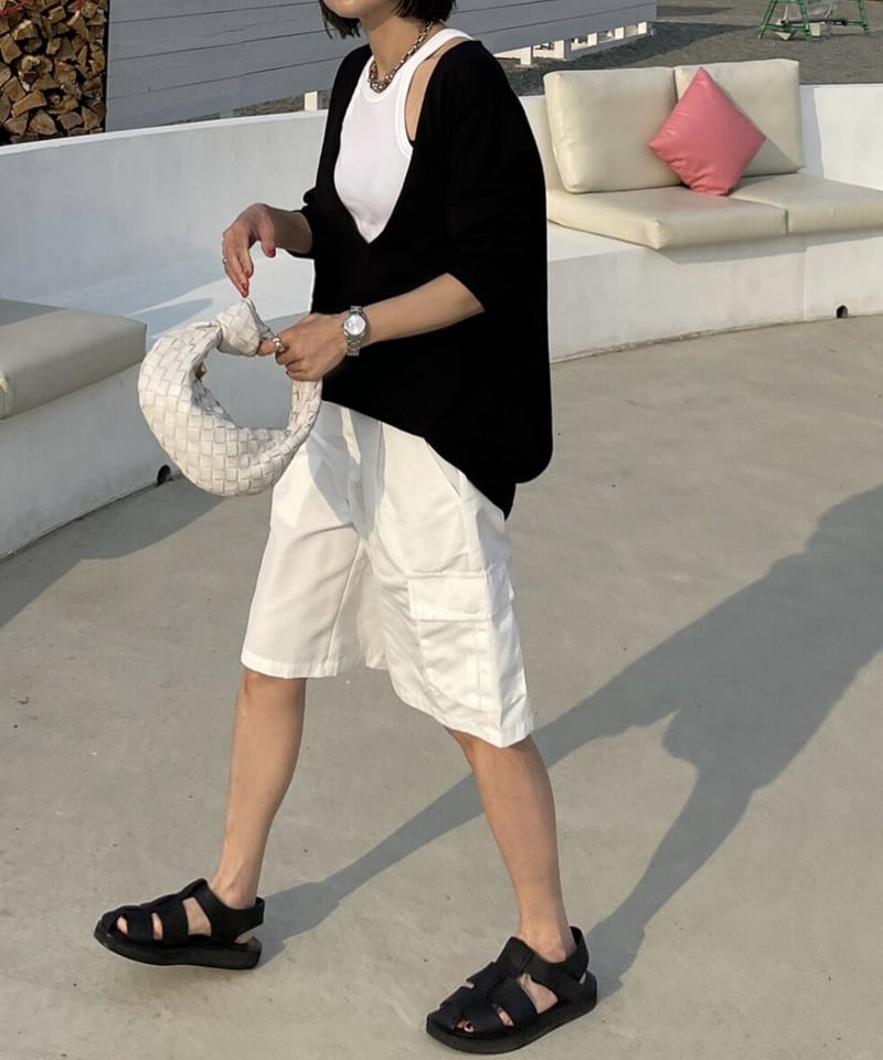cargo half pants (black/white) | ok.soon
