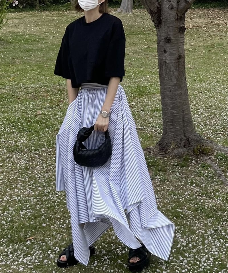 スカート ok.soon irregular hem long skirt irregular hem long skirt(stripe/white) | ok.soon