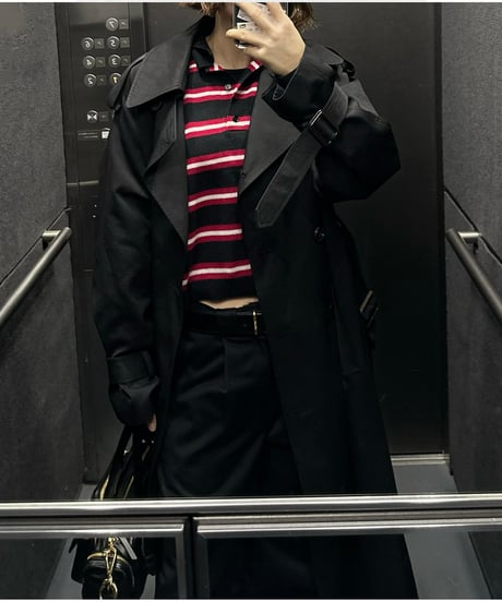 ［regular length］cotton trench coat (beige/black)