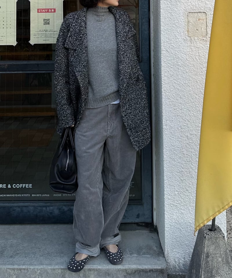 wool tweed half coat | ok.soon