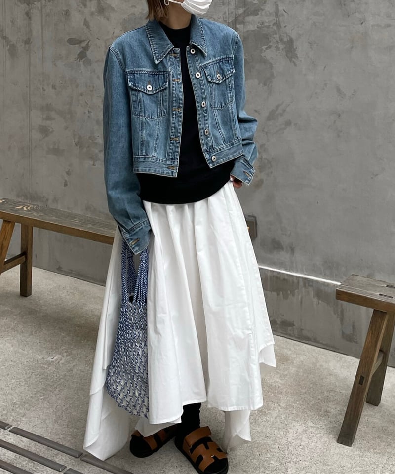 irregular hem long skirt(stripe/white) | ok.soon