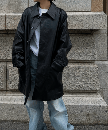 faux leather half coat