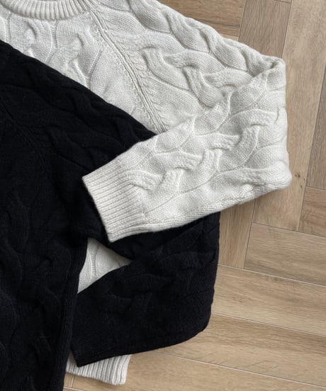 donut cable  knit(black/white)