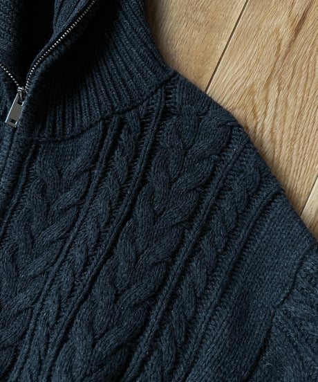 wool blend zip up cable knit