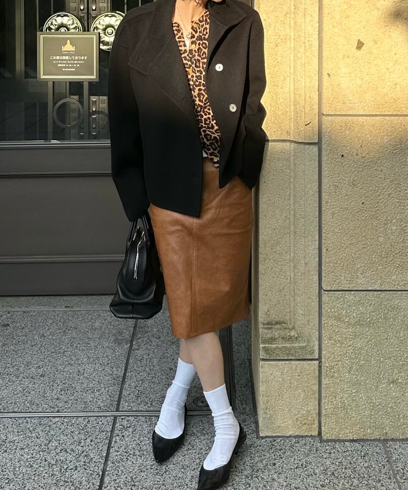 stand collar short coat(gray/black) | ok.soon