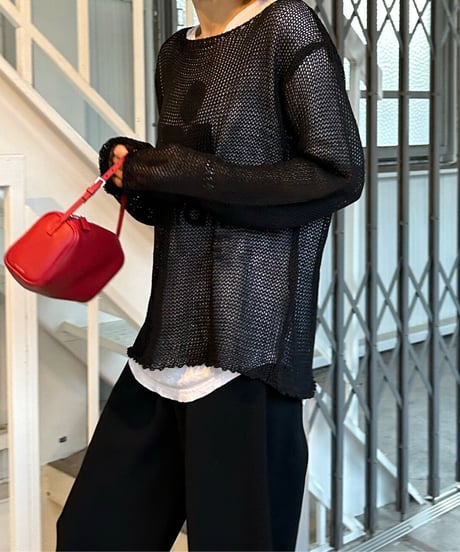 linen mesh knit(black,beige)