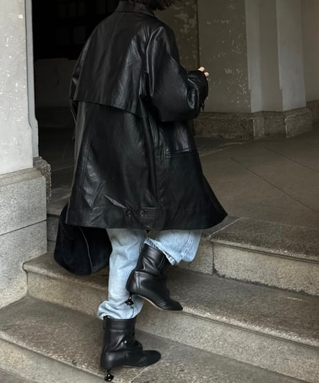 faux leather half coat