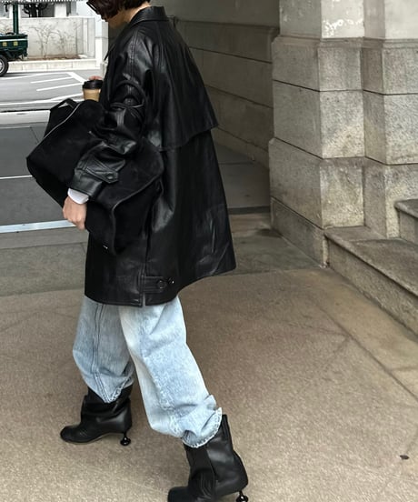 faux leather half coat