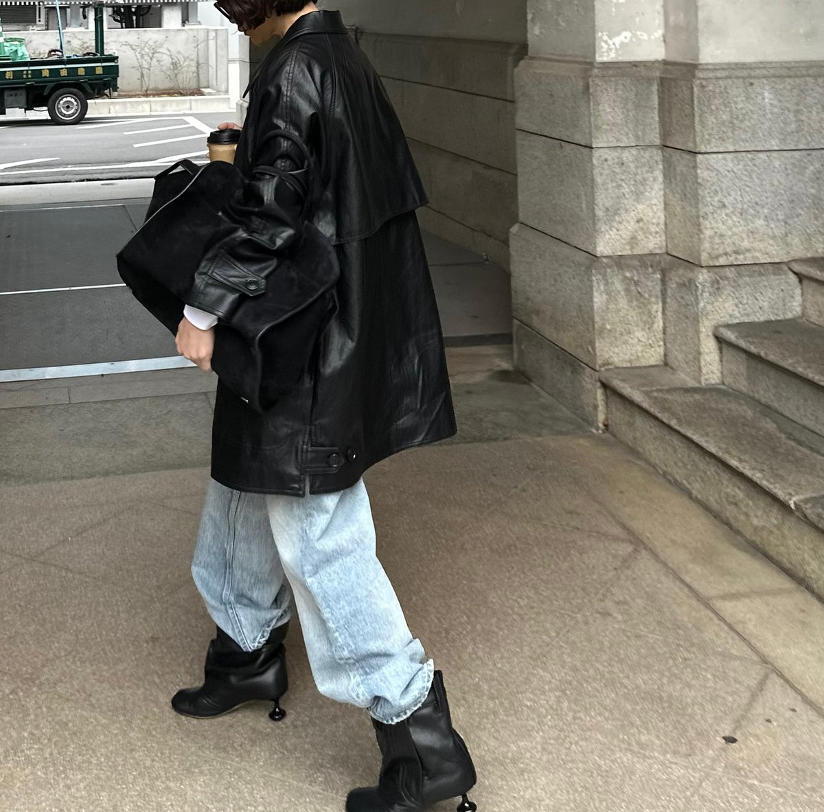 faux leather half coat | ok.soon