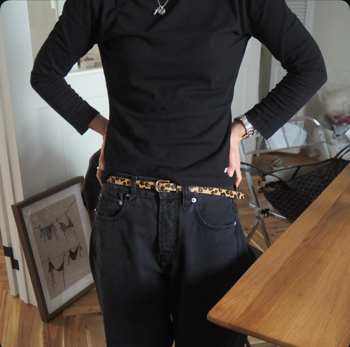 pre-order］leopard leather belt | ok.soon