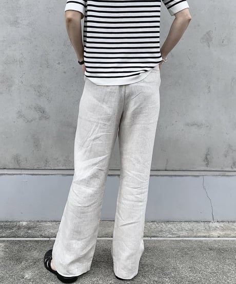 linen herringbone pants ecru
