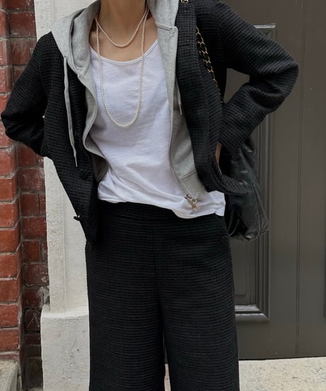 monotone tweed wide pants