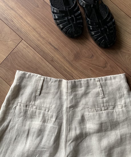 linen herringbone pants ecru