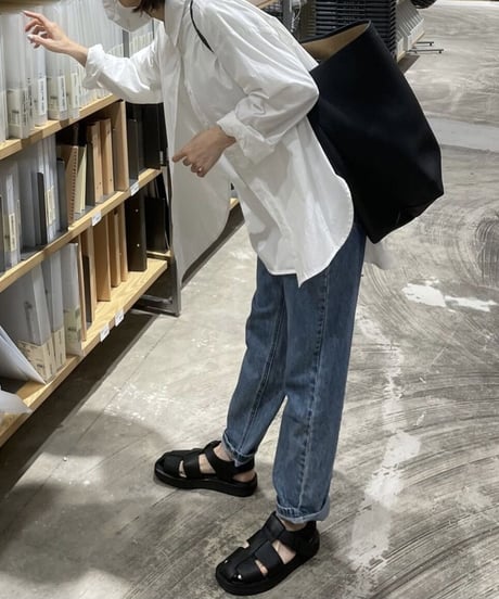 high waist tapered denim