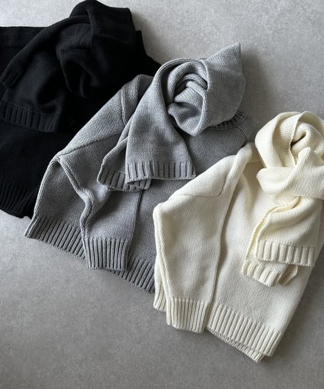 high neck knit(gray/black/offwhite)