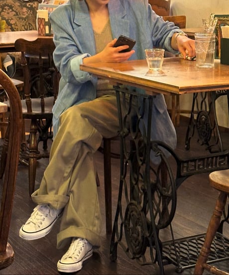 pencil stripe linen jacket blue