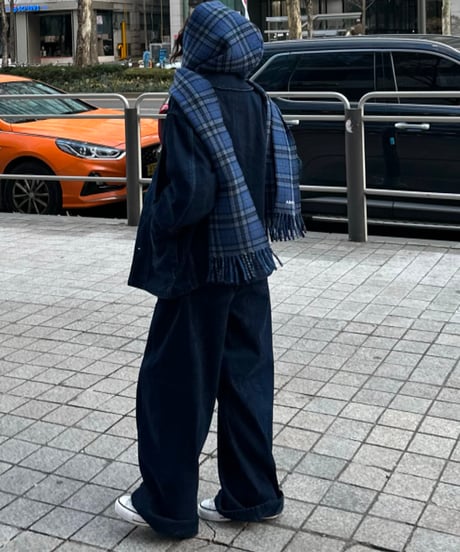 navy denim jacket & navy denim casual pants