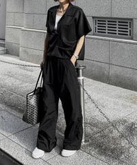 nylon wide pants black