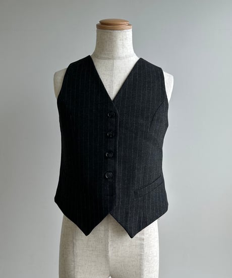 pinstripe collarless jacket&vest