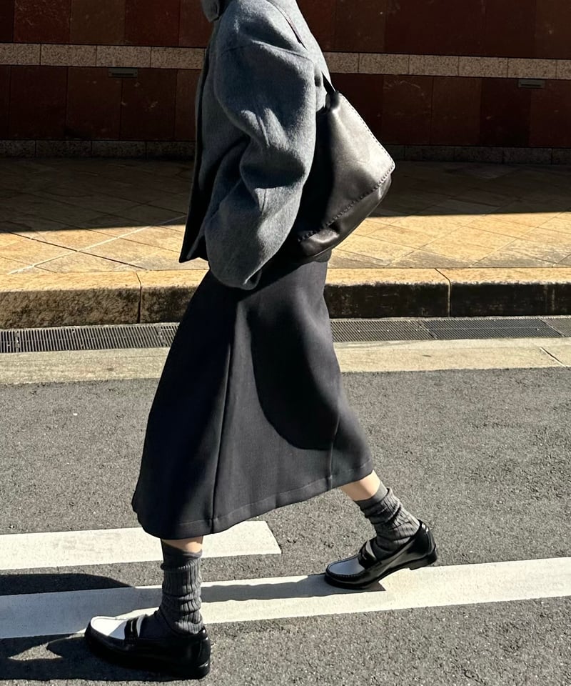 box pleats skirt gray | ok.soon