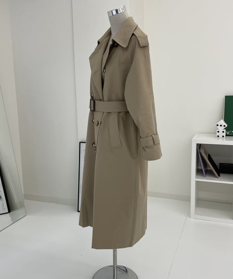 ［long length］cotton trench coat (beige/black)