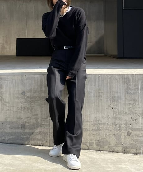 ［long length］wool blend straight slacks