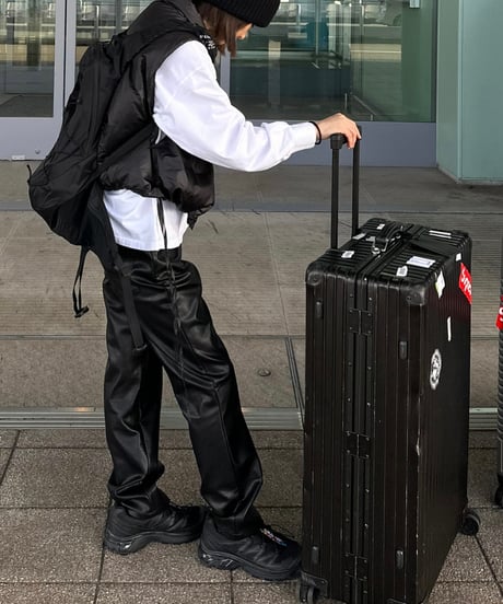fake leather straight pants