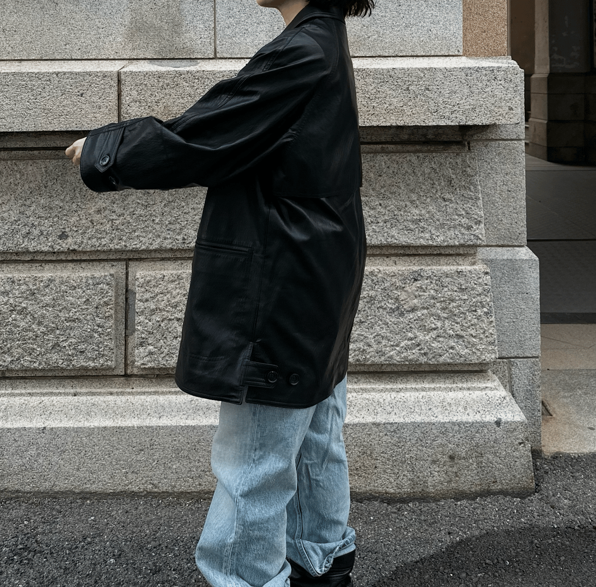 faux leather half coat | ok.soon faux leather half coat | ok.soon