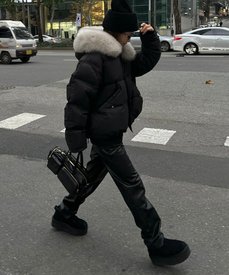 hooded down jacket(black)