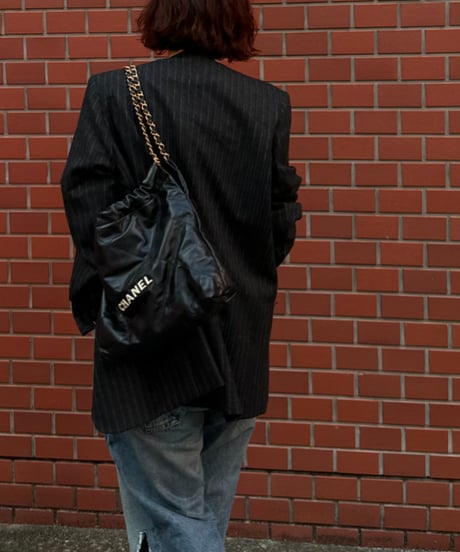 pinstripe collarless jacket&vest