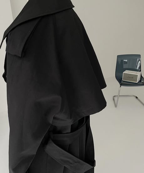 ［long length］cotton trench coat (beige/black)