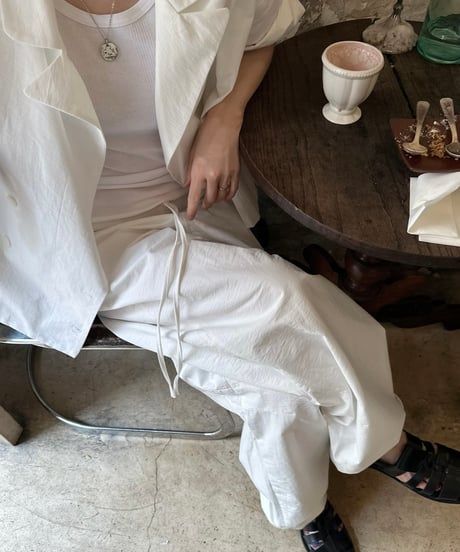drawstring cotton pants white