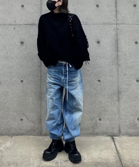 high neck knit(gray/black/offwhite)