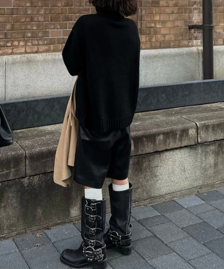 faux-leather half shorts