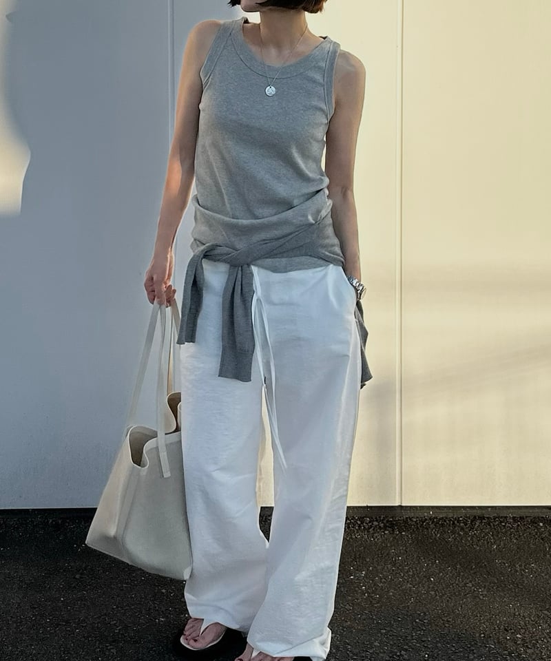 drawstring cotton pants white | ok.soon 