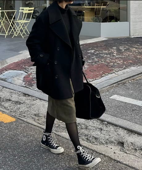 pea coat black