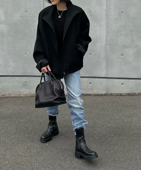 stand collar zip up blouson