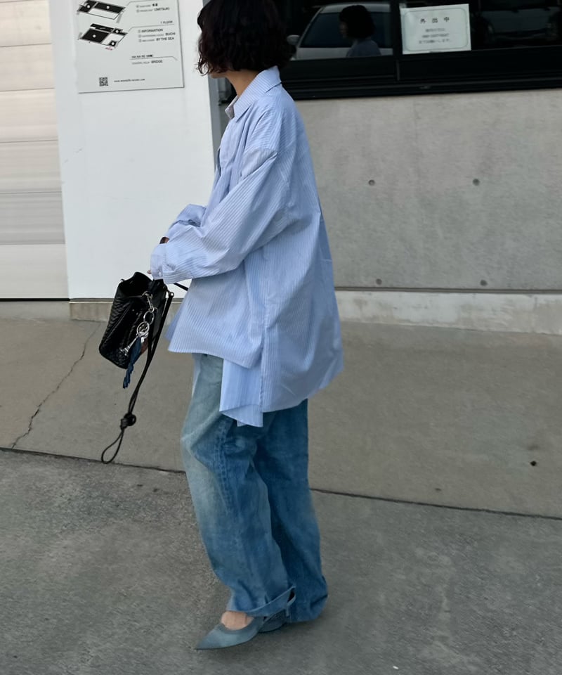 layered stripe shirt over size | ok.soon