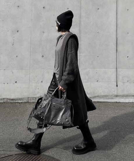 long knit  cardigan gray