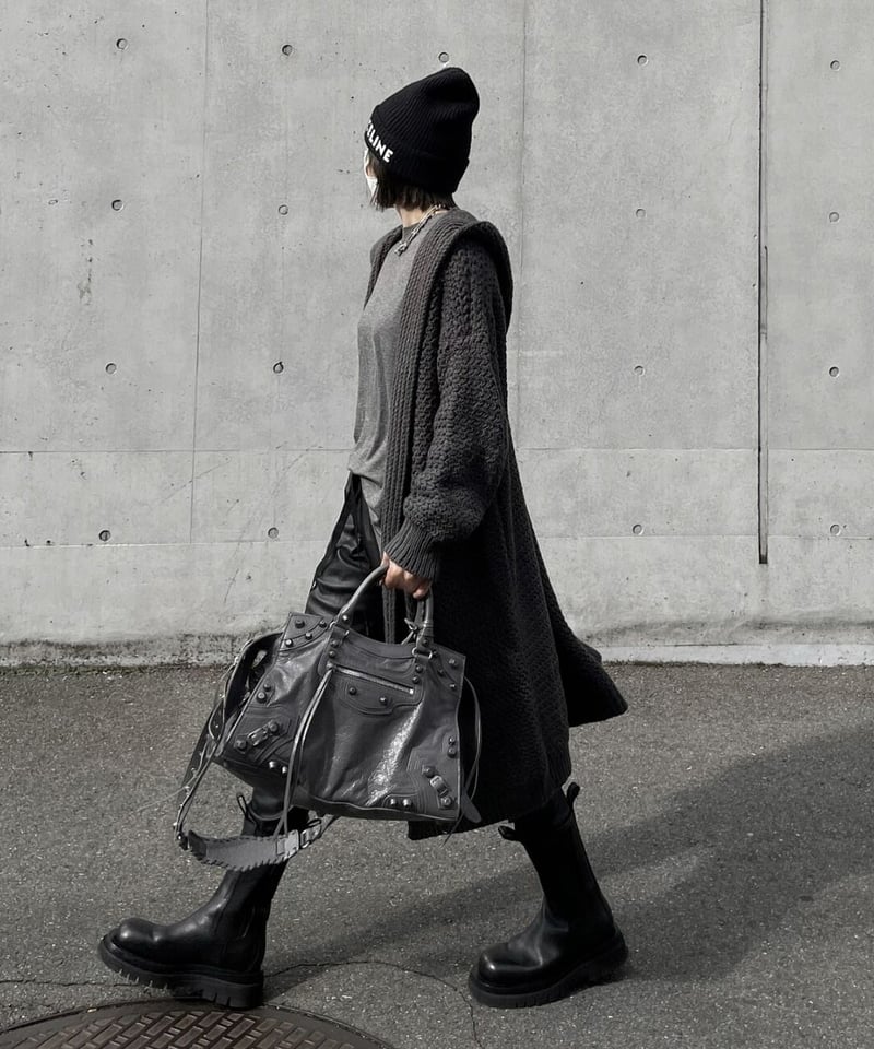 long knit cardigan gray | ok.soon