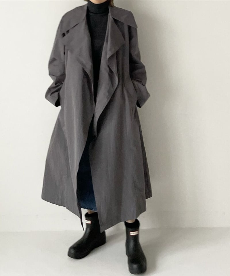 cotton nylon over coat gray | ok.soon