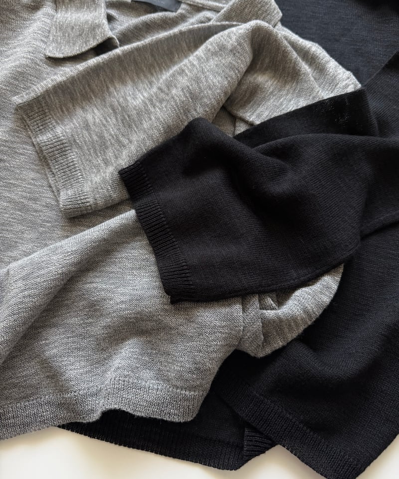 linen like open collar knit | ok.soon
