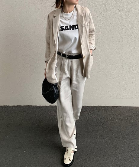 linen herringbone pants ecru