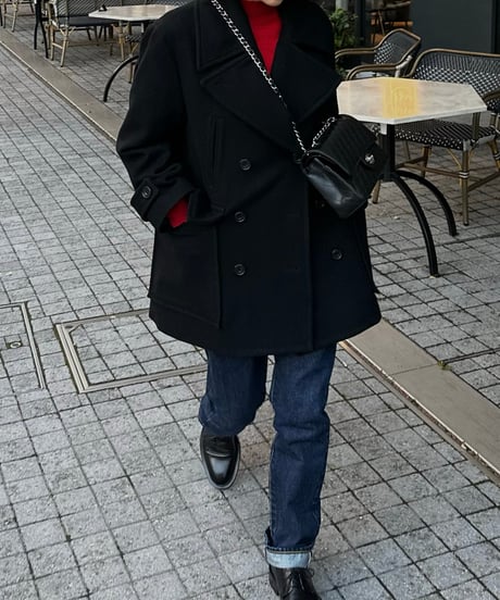 pea coat black