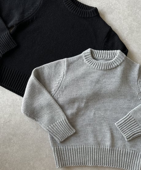 crew neck knit(black/gray)