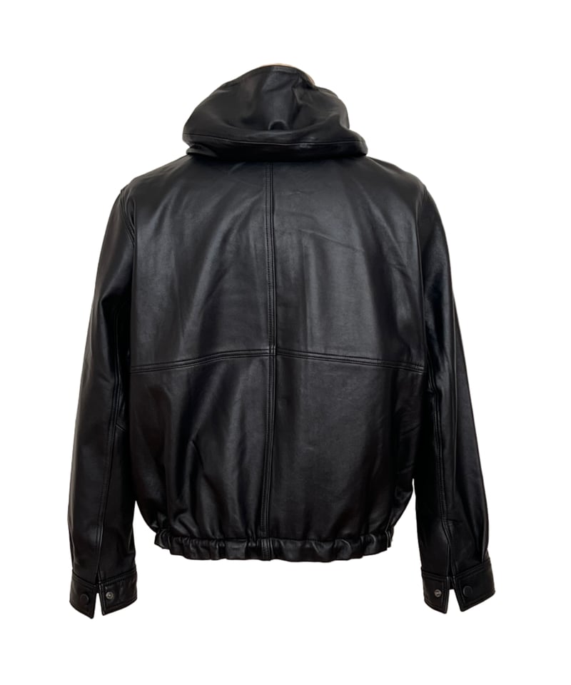 hooded leather blouson(black) | ok.soon